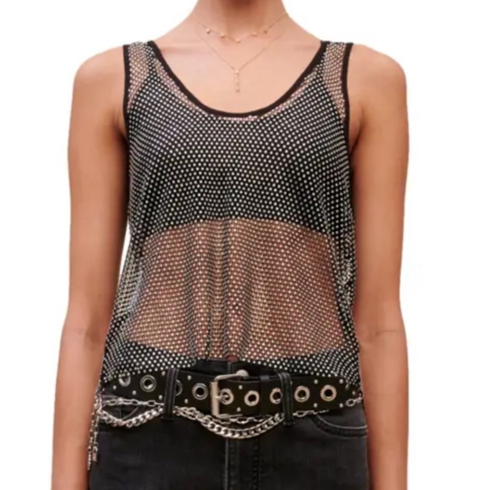 Maje Leny Crystal Embellished Tank Top size 2 Medium missing insert cami cropped